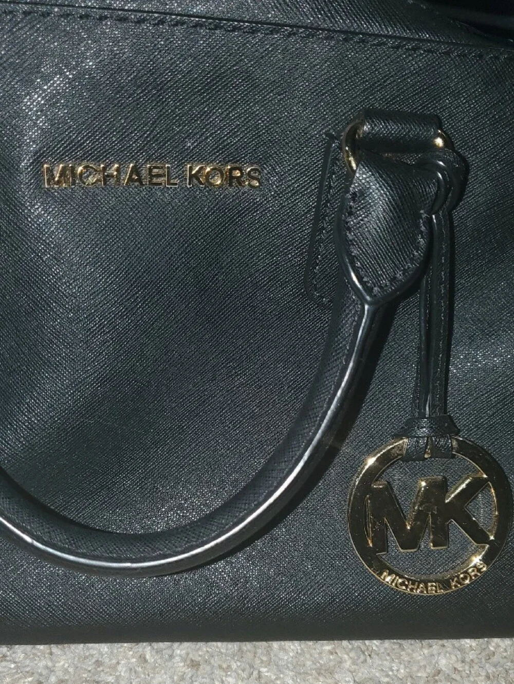 Michael Kors Black Satchel with Gold Tone Hardware